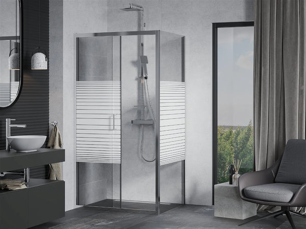 MEXEN APIA SHOWER ENCLOSURE WITH SLIDING DOORS-STRIPES/BANNER 5mm GLASS THICKNESS