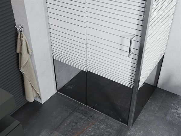 MEXEN APIA SHOWER ENCLOSURE WITH SLIDING DOORS-STRIPES/BANNER 5mm GLASS THICKNESS