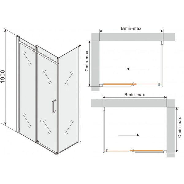 MEXEN OMEGA SHOWER ENCLOSURE WITH SLIDING DOORS,TRANSPARENT,GLASS THICKNESS 8MM