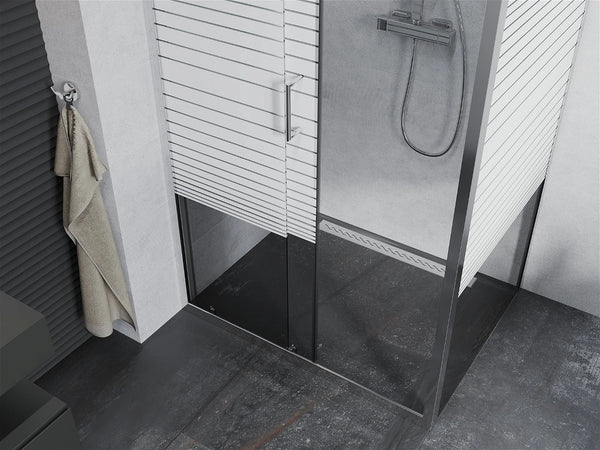 MEXEN APIA SHOWER ENCLOSURE WITH SLIDING DOORS-STRIPES/BANNER 5mm GLASS THICKNESS