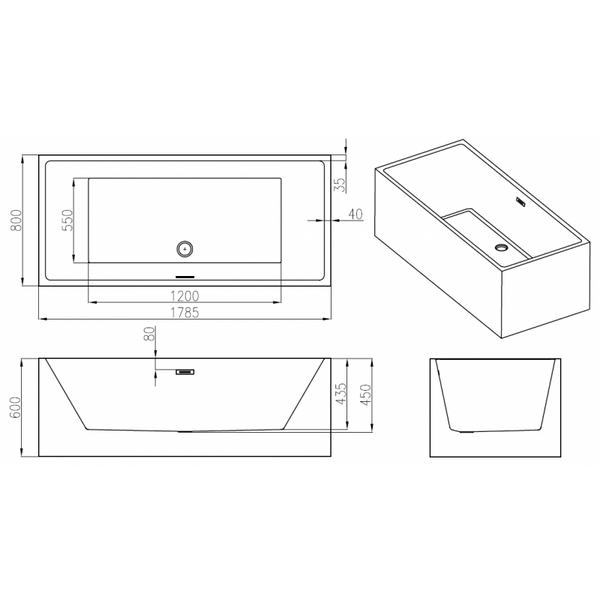 MEXEN VIGO FREESTANDING BATH 1785x800mm