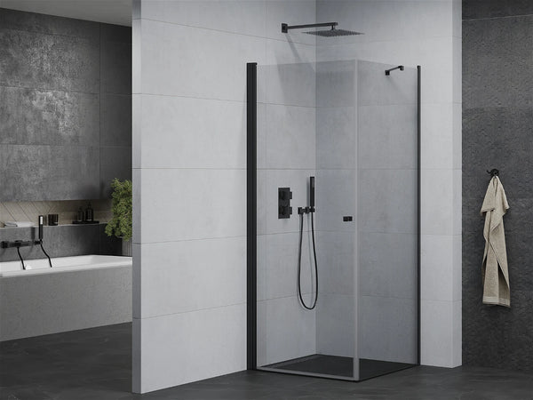 MEXEN PRETORIA SHOWER ENCLOSURE WITH HINGED DOOR,TRANSPARENT BLACK FINISH,6mm GLASS THICKNESS