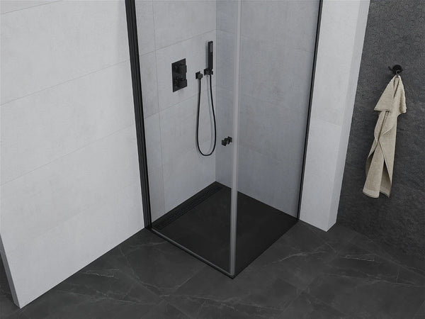 MEXEN PRETORIA SHOWER ENCLOSURE WITH HINGED DOOR,TRANSPARENT BLACK FINISH,6mm GLASS THICKNESS