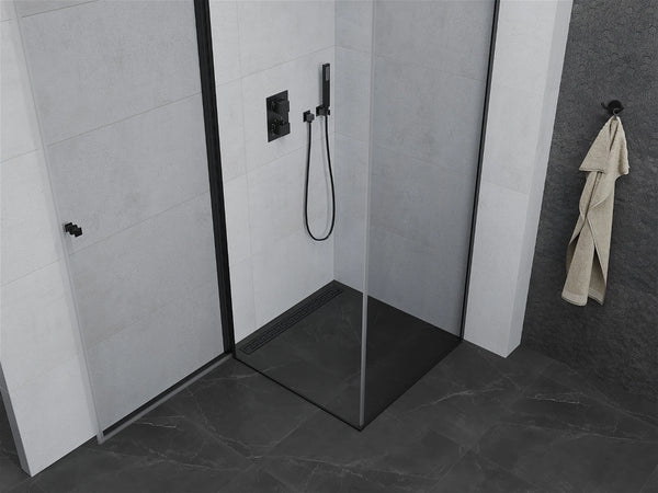 MEXEN PRETORIA SHOWER ENCLOSURE WITH HINGED DOOR,TRANSPARENT BLACK FINISH,6mm GLASS THICKNESS