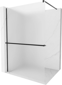 MEXEN KIOTO SHOWER SCREEN WITH SHELF AND RAIL-WHITE FROST-BLACK PROFILE-VARIETY SIZES