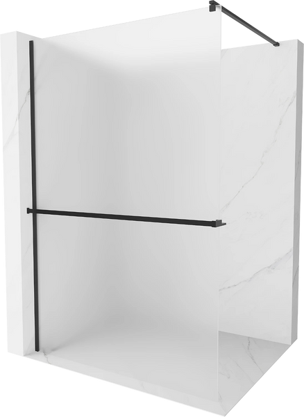 MEXEN KIOTO SHOWER SCREEN WITH SHELF AND RAIL-WHITE FROST-BLACK PROFILE-VARIETY SIZES