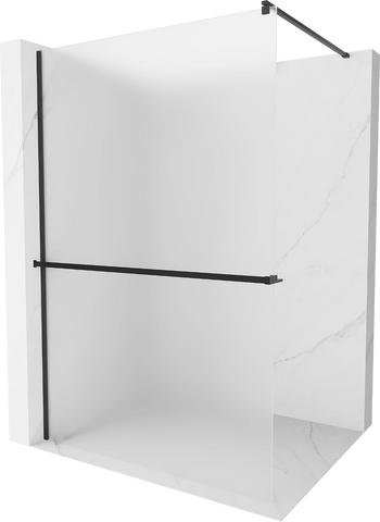 MEXEN KIOTO SHOWER SCREEN WITH SHELF AND RAIL-WHITE FROST-BLACK PROFILE-VARIETY SIZES