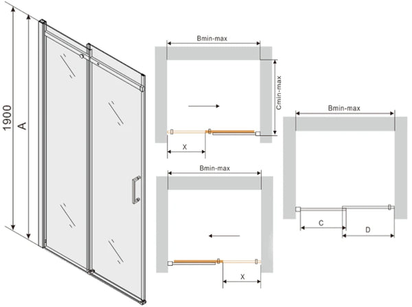 MEXEN OMEGA DOOR SHOWER TRANSPARENT 8mm GLASS