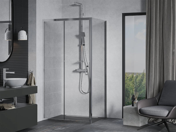 MEXEN APIA SHOWER ENCLOSURE WITH SLIDING DOORS-TRANSPARENT WITH CHROME PROFILE 5MM GLASS THICKNESS