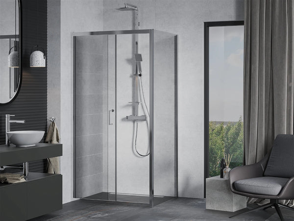 MEXEN APIA SHOWER ENCLOSURE WITH SLIDING DOORS-TRANSPARENT WITH CHROME PROFILE 5MM GLASS THICKNESS