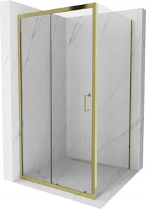 MEXEN APIA SHOWER ENCLOSURE WITH SLIDING DOORS-TRANSPARENT/GOLD PROFILE 5MM GLASS THICKNESS