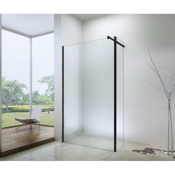 SHOWER SCREEN WALK IN TRANSPARENT,BLACK-FINISH-COMING SOON - OkBaths