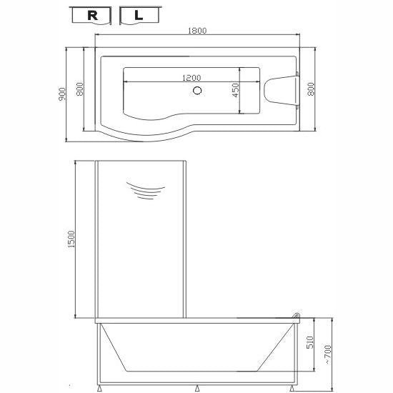 CREATION COLLECTION PLEIADES RECTANGULAR ACRYLIC BATHTUB WITH SCRREN FRAME AND SIPHON WHITE