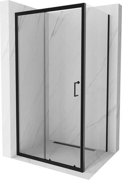 MEXEN APIA SHOWER ENCLOSURE WITH SLIDING DOORS-TRANSPARENT/BLACK PROFILE 5mm GLASS THICKNESS