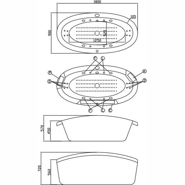 PARIS FREESTANDING BATHTUB WITH 1 SOFT MASSAGE SYSTEM WHITE