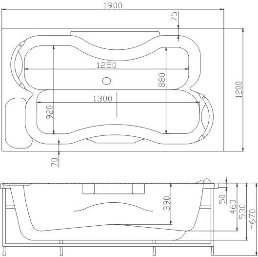 CLASSIC LANZAROTE RECTANGULAR BATHTUB WITH 1 SOFT MASSAGE SYSTEM WHITE