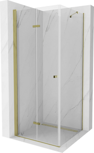 MEXEN LIMA SHOWER ENCLOSURE WITH FOLDING DOOR, TRANSPARENT/ GOLD PROFILE, 6mm GLASS THICKNESS