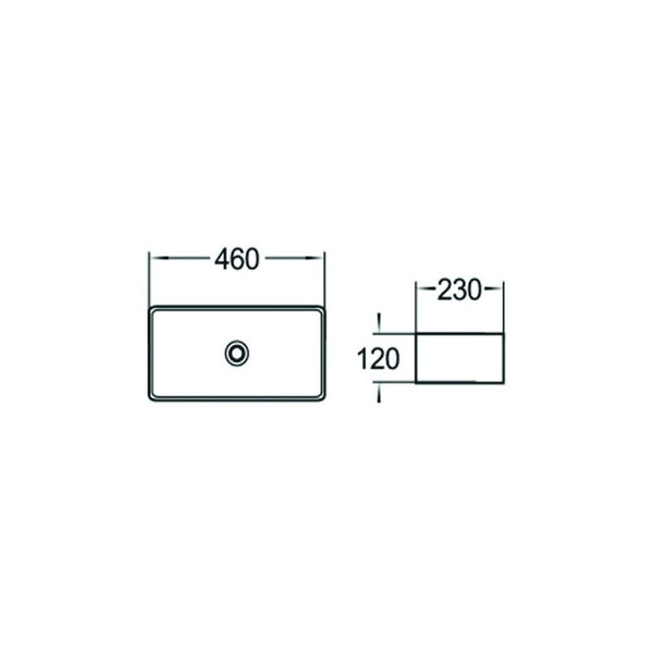 MEXEN NADIA A COUNTER-TOP WASH BASIN, 460x230mm, PLACED ON THE COUNTERTOP