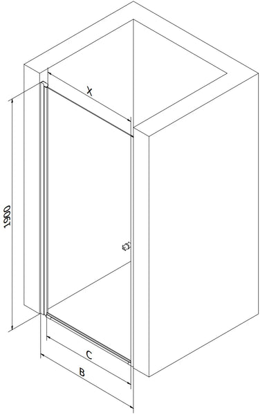 MEXEN PRETORIA DOOR SHOWER TRANSPARENT/CHROME PROFILE 6mm GLASS THICKNESS