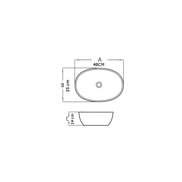 VIKI COUNTERTOP BASIN 480x350mm GREY MAT