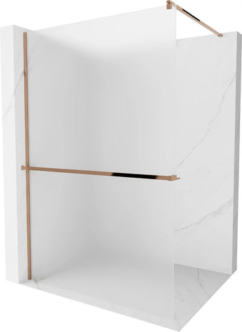 MEXEN KIOTO SHOWER SCREEN WITH SHELF AND RAIL-WHITE FROST-GOLD ROSE PROFILE-VARIETY SIZES