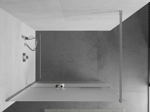 MEXEN KIOTO SHOWER SCREEN WITH SHELF AND RAIL-WHITE FROST-CHROME PROFILE-VARIETY SIZES