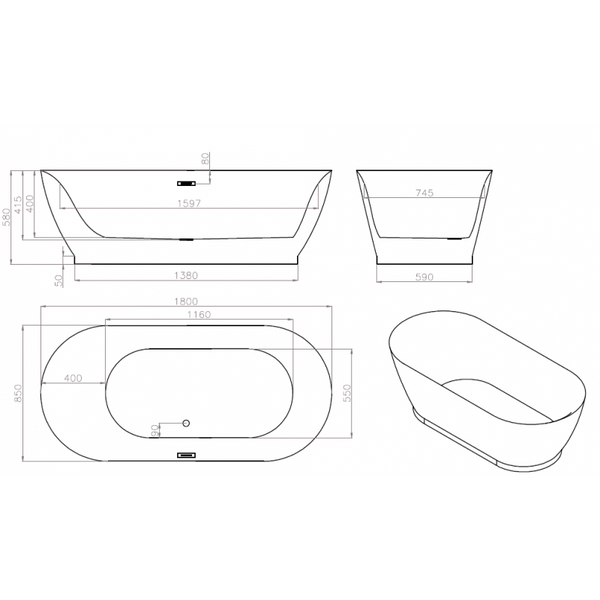 MEXEN ROXY FREESTANDING BATH 1800x850mm