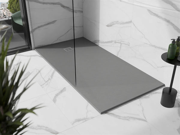 MEXEN STONE + RECTANGULAR COMPOSITE SHOWER TRAY-GRAY CONCRETE