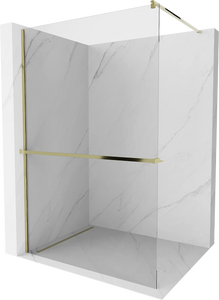 MEXEN KIOTO SCHOWER SCREEN WITH SHELF AND RAIL- TRANSPARENT-GOLD PROFILE- VARIETY SIZES