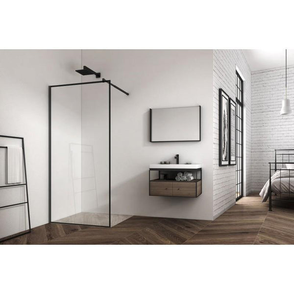 FOX SCREEN SHOWER WALK IN TRANSPARENT BLACK - OkBaths