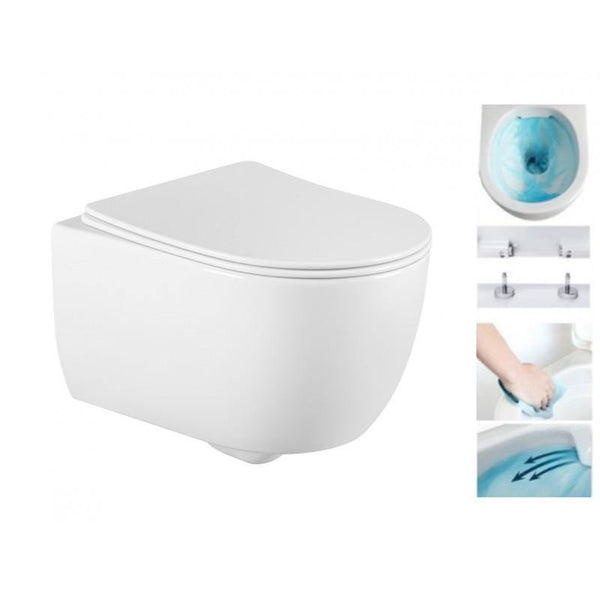 CARMEN WALL HUNG TOILET + SLOWLY CLOSING BOARD - OkBaths