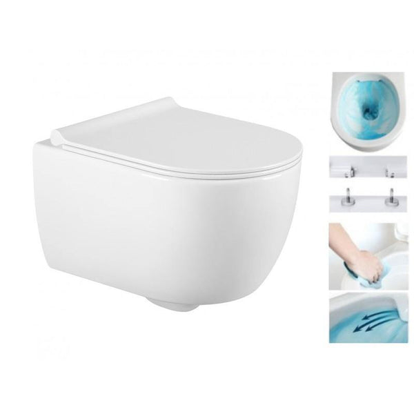 CARMEN WALL HUNG TOILET + SLOWLY CLOSING BOARD - OkBaths