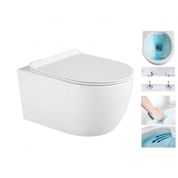 CARMEN WALL HUNG TOILET + SLOWLY CLOSING BOARD - OkBaths