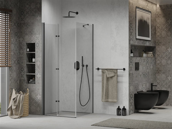 MEXEN LIMA SHOWER ENCLOSURE WITH FOLDING DOOR,TRANSPARENT-BLACK FINISH,6mm GLASS THICKNESS