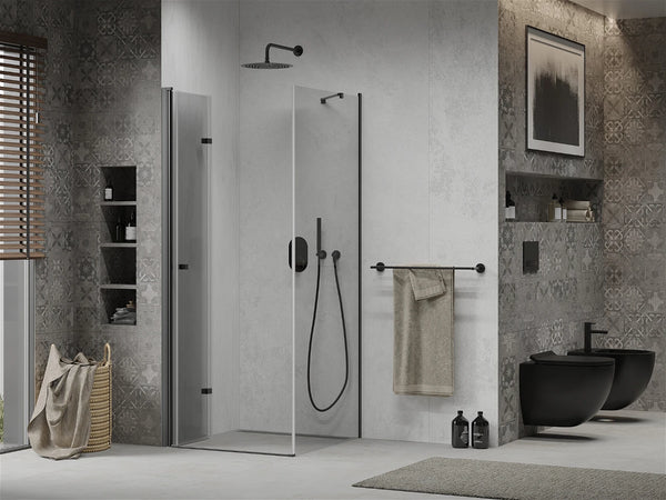 MEXEN LIMA SHOWER ENCLOSURE WITH FOLDING DOOR,TRANSPARENT-BLACK FINISH,6mm GLASS THICKNESS