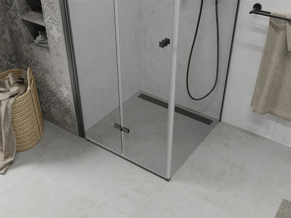 MEXEN LIMA SHOWER ENCLOSURE WITH FOLDING DOOR,TRANSPARENT-BLACK FINISH,6mm GLASS THICKNESS