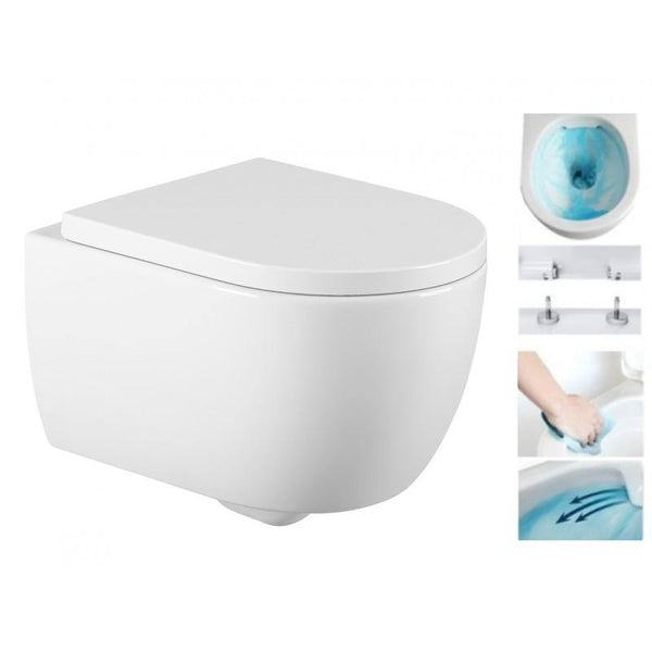 CARMEN WALL HUNG TOILET + SLOWLY CLOSING BOARD - OkBaths