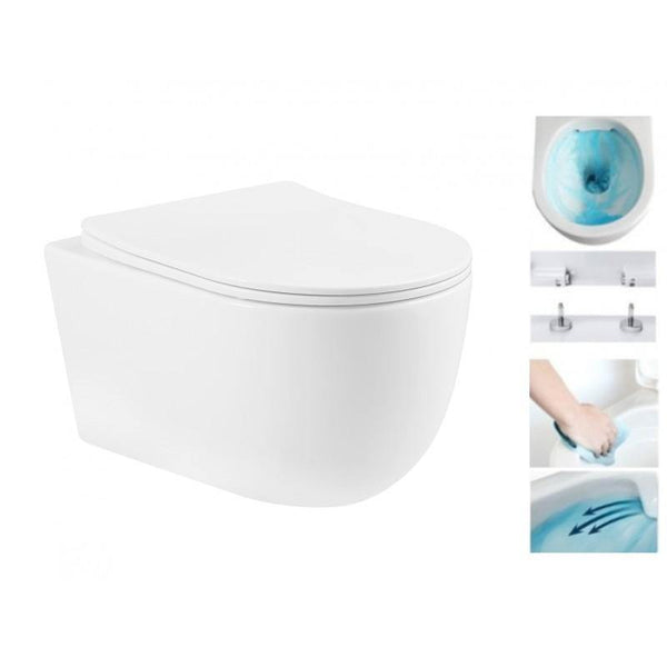 CARMEN WALL HUNG TOILET + SLOWLY CLOSING BOARD - OkBaths