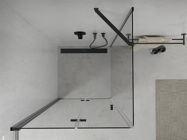 MEXEN LIMA SHOWER ENCLOSURE WITH FOLDING DOOR,TRANSPARENT-BLACK FINISH,6mm GLASS THICKNESS