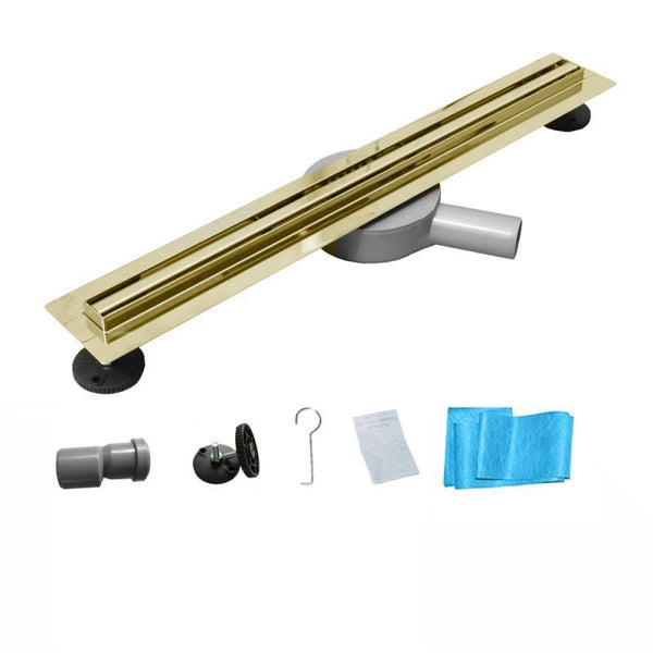 LINEAR FLOOR DRAIN SLIM WITH ROTATING SIPHON GOLD - OkBaths