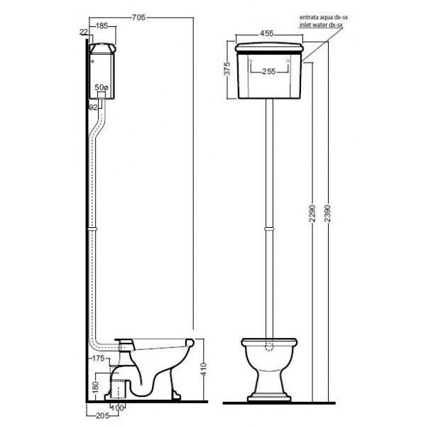 RETRO HIGH DRAIN PIPE CHROME - OkBaths