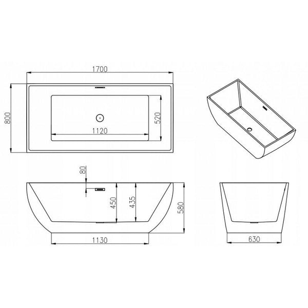 IBIZA FREESTANDING BATH 1700x800mm - OkBaths