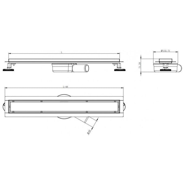 LINEAR FLOOR DRAIN WITH ROTATING SIPHON GLASS BLACK MGB 2in1 - OkBaths