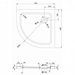 MEXEN RIO SHOWER TRAY SLIM QUADRANT 800x800mm