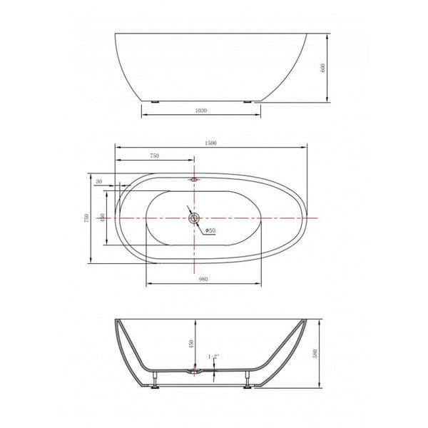 EOS FREESTANDING BATH 1700x800 - OkBaths