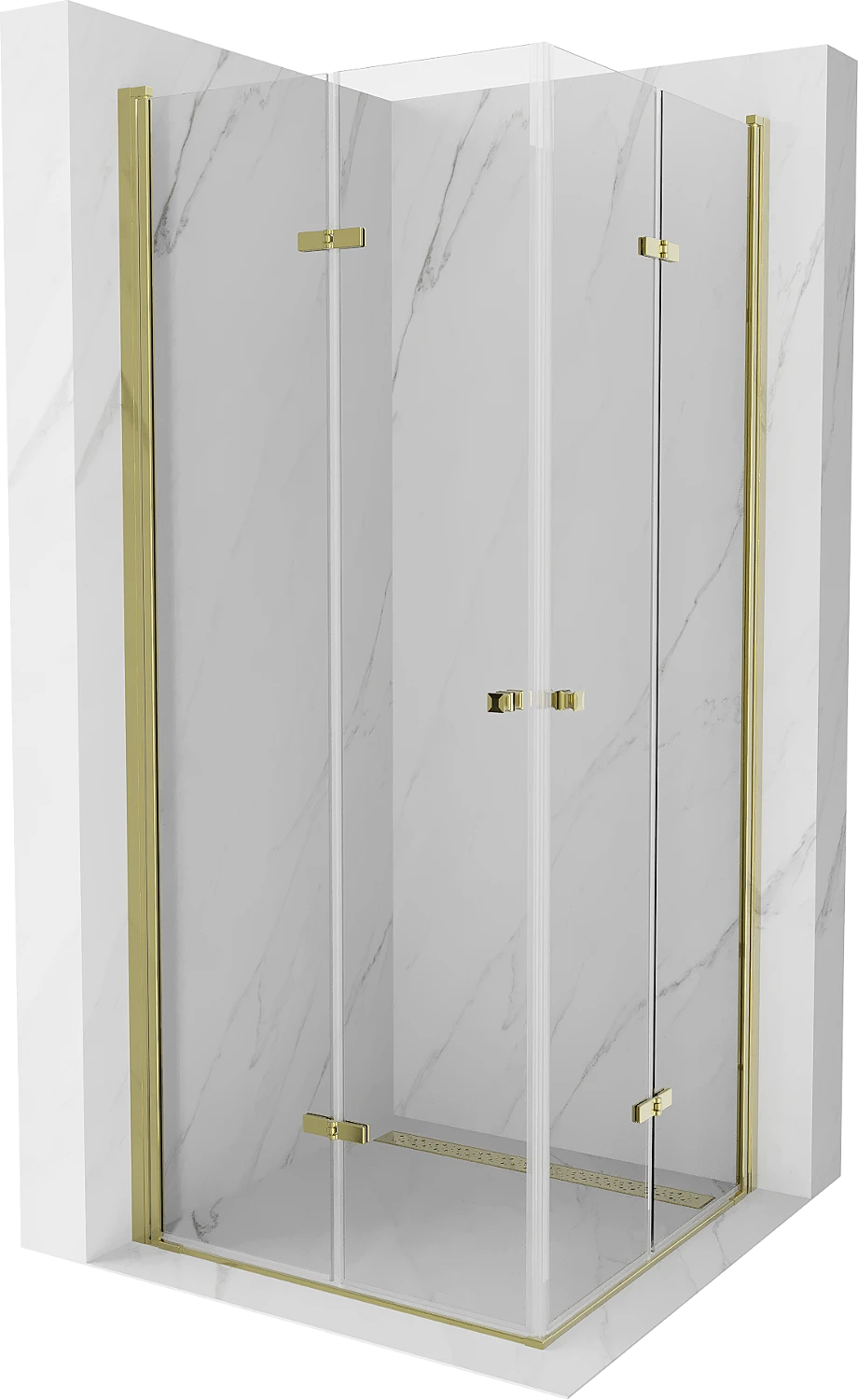 MEXEN LIMA DUO SHOWER ENCLOSURE FOLDING DOORS/ TRANSPARENT/GOLD