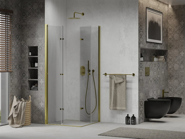 MEXEN LIMA DUO SHOWER ENCLOSURE FOLDING DOORS/ TRANSPARENT/GOLD