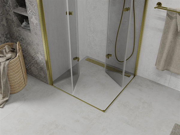 MEXEN LIMA DUO SHOWER ENCLOSURE FOLDING DOORS/ TRANSPARENT/GOLD