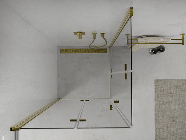 MEXEN LIMA DUO SHOWER ENCLOSURE FOLDING DOORS/ TRANSPARENT/GOLD