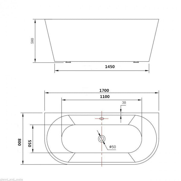 ERIS FREESTANDING BATH 1800x950mm - OkBaths